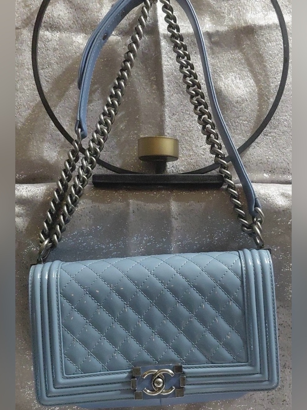 Chanel leather and patent leather bag